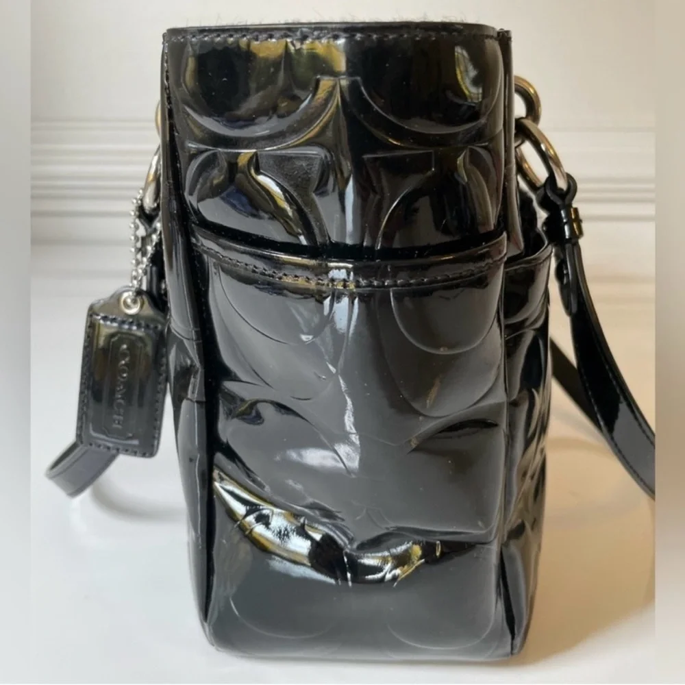 Coach Gallery Embossed Black Patent Leather Handbag/Tote  NWOT - Picture 6 of 11